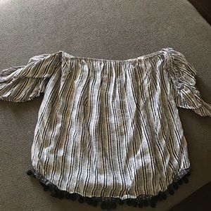 Francescas Blue Rain Off the shoulder top